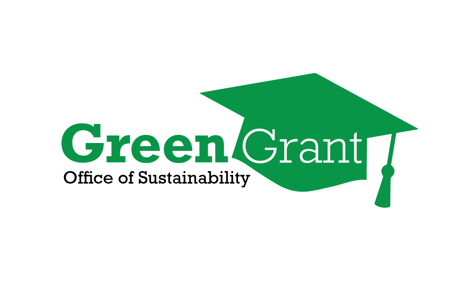 Logo for Green Grant - a green graduation cap with block lettering