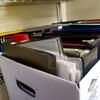 Close up of binders and filing cabinets.