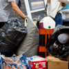 Students organize belongings at res hall move in