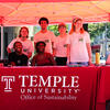 sustainability student leaders table by the bell tower